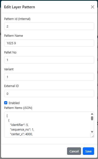 Edit Layer Pattern Dialog