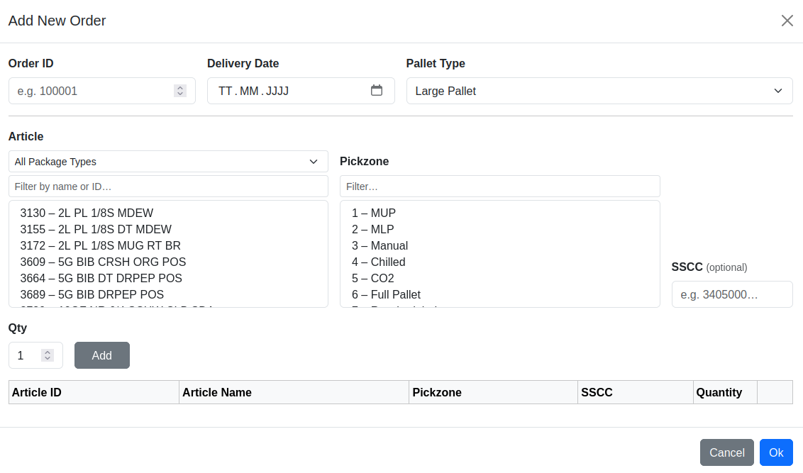 Webpage Orders