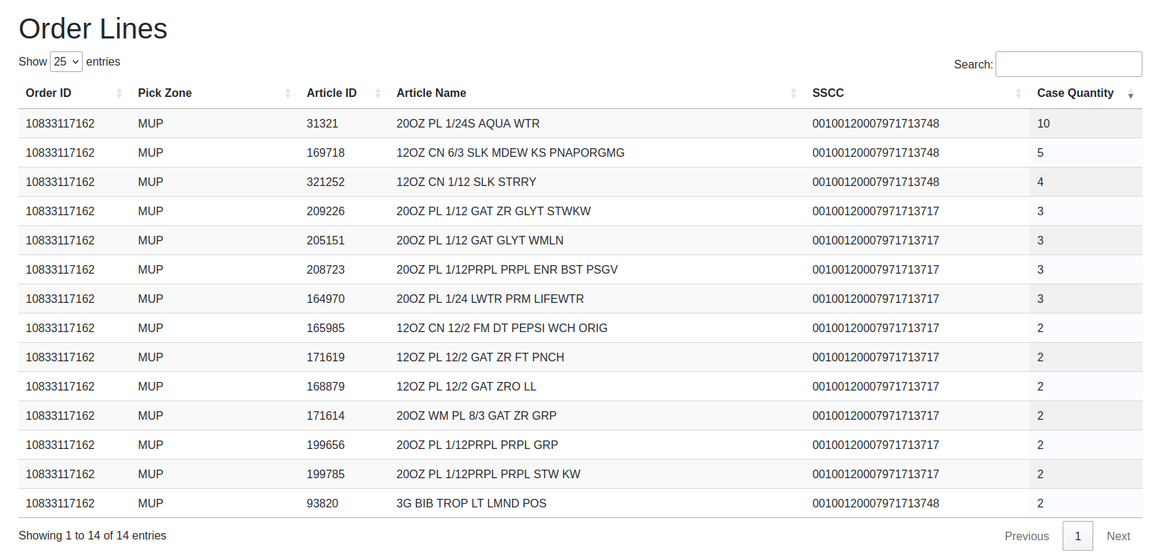 Webpage Orders