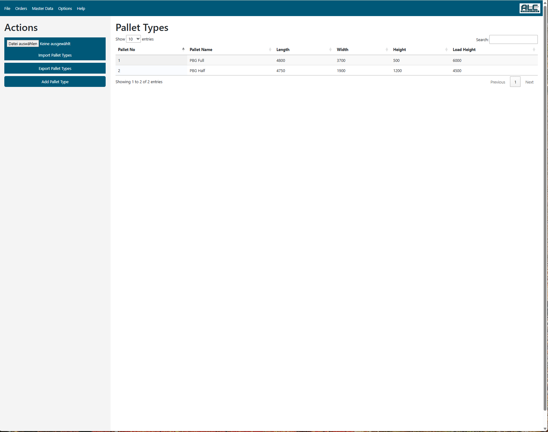 Webpage Pallet Type