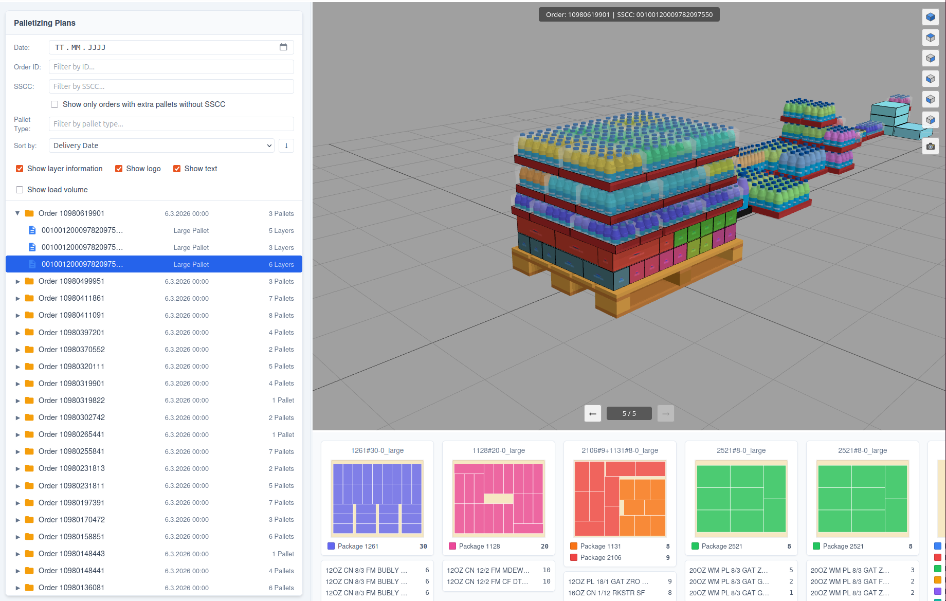 Webpage Palletizing Plans