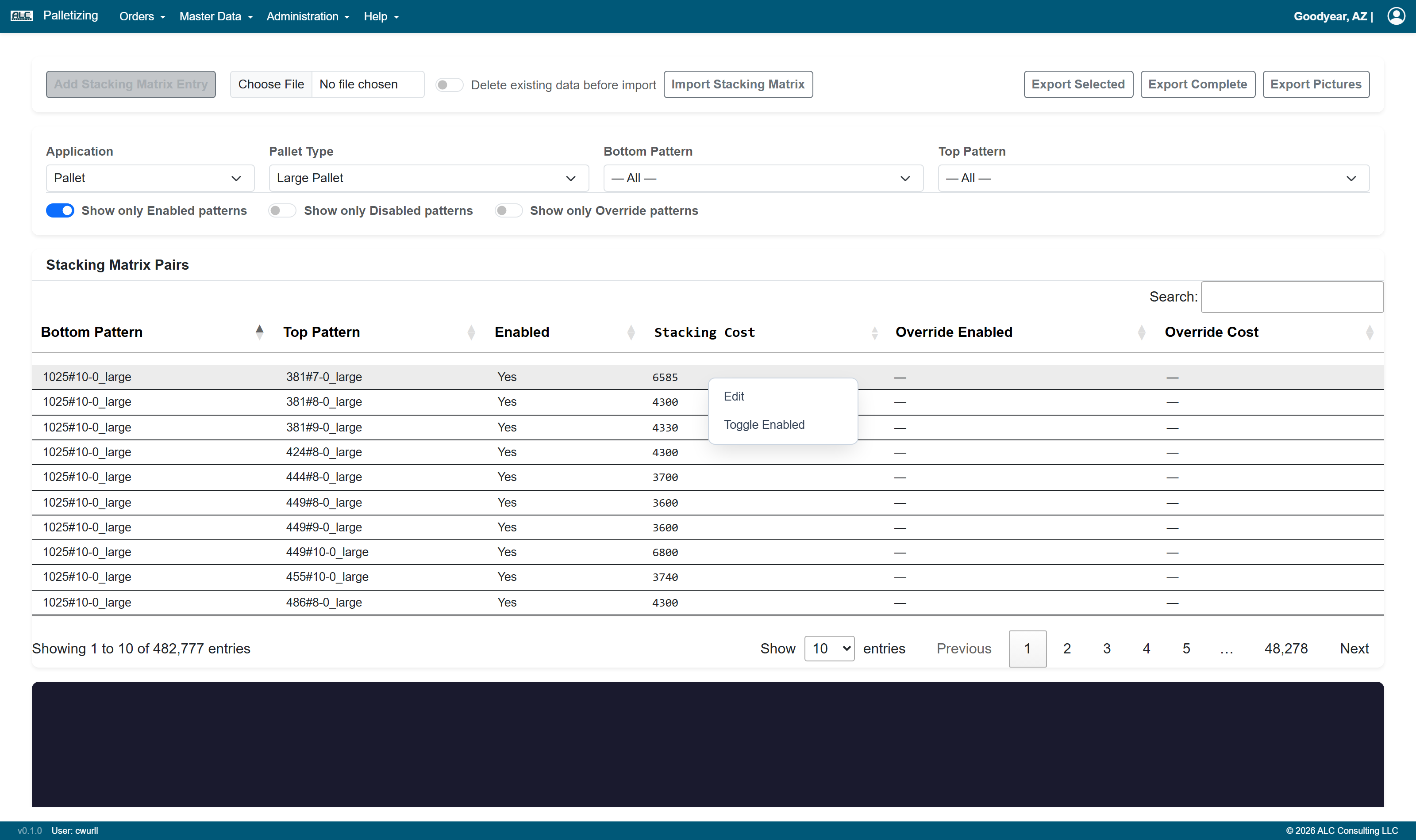 Webpage Stacking Matrix Table Menu